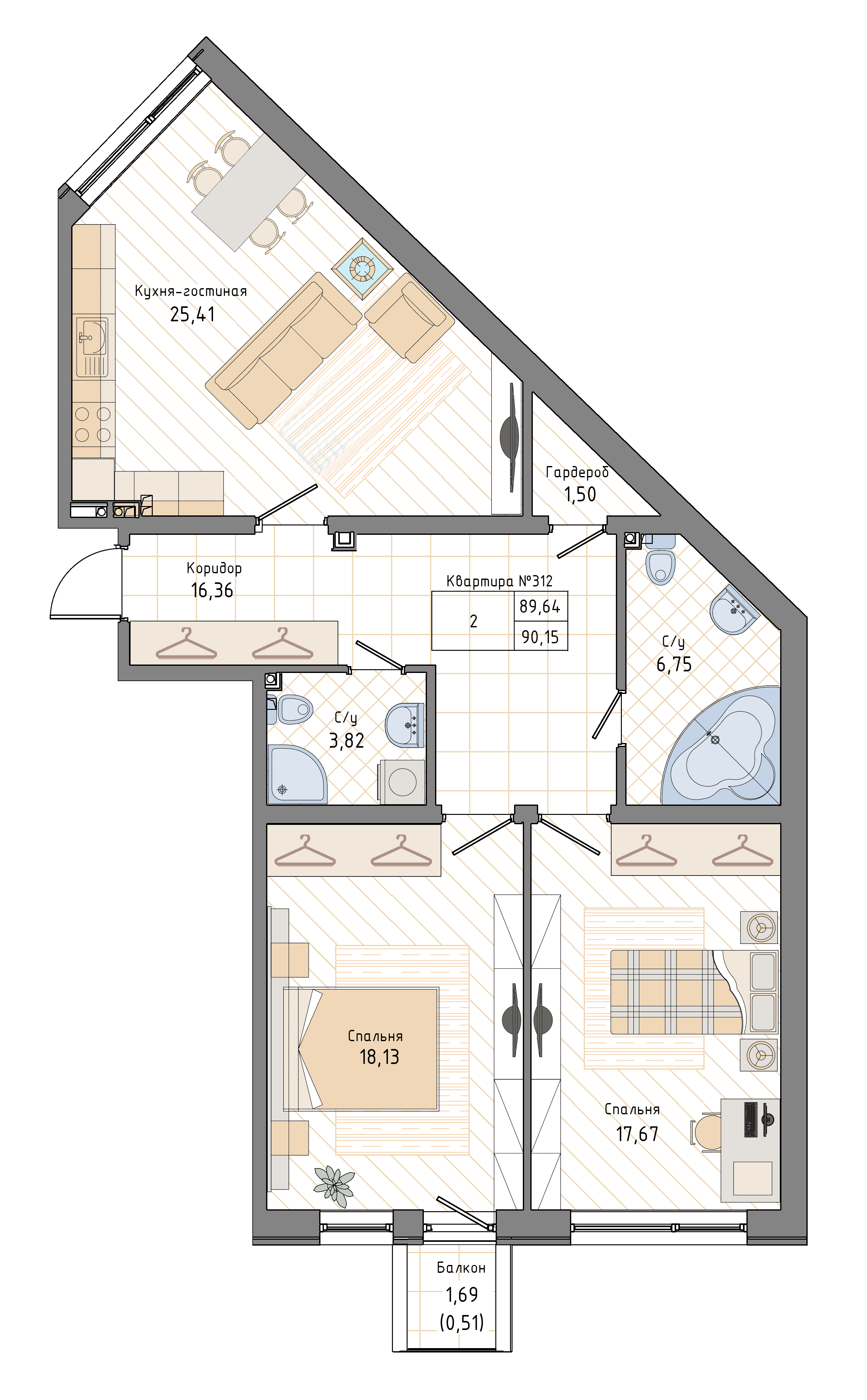 Планировка 2-комн.